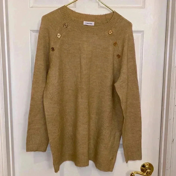 Calvin Klein SZ M Beige crew neck sweater - Picture 2 of 7